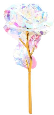 Crystal Rose Glowing Gold Foil Colorful Flower, Rose Gold Crystal Artificial Rose Flower, Fiore artificiale Festa della mamma Forever Regalo creativo