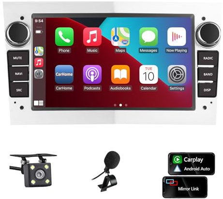 Radio de Coche 2 DIN para Opel Corsa d/Astra h/Zafira b/Meriva/Vivaro Bluetooth Stereo Car con Wireless Carplay Android Auto Pantalla de 7 Pulgadas Mirror Link/FM/AHD Backup Camera/WiFi