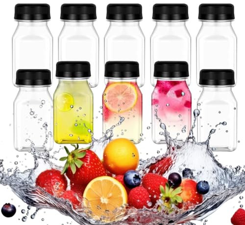 Piccola Bottiglia Bevande Trasparente,Bottiglie di Succo in Plastica,Bottiglie per Bevande Succo,Bottiglia di succo,120ML Mini bottiglia plastica riutilizzabile,Adatto per tè al latte,Frullati,10pc ﻿