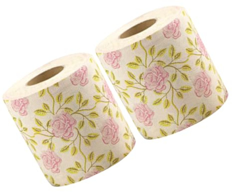 LOORGVEL Papier Toilette Bambou à Fleurs, 2 Rouleaux, Doux Peau, Imprimé Rose Romantique, Décoratif Maison Fêtes