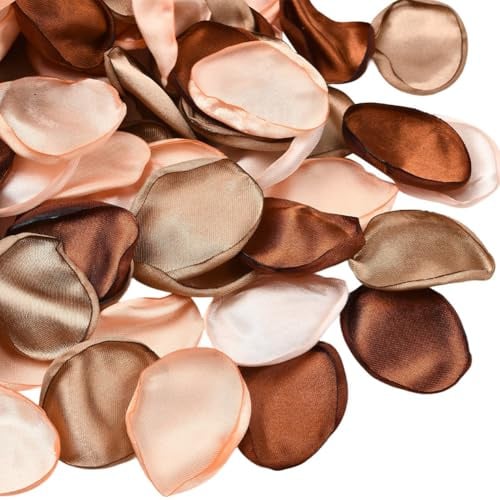SOFPLATE 500 pz Petali Marroni In Tessuto Petali di Fiori In Poliestere Rosa Artificiale Toni Terra Riutilizzabili Finta Seta Floreale Coriandoli Centrotavola Matrimonio Decorazione Sparsa per Anniver