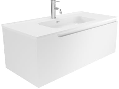 Ardenne Meuble de salle de bain suspendu 70 cm 1 tiroir blanc mat avec lavabo