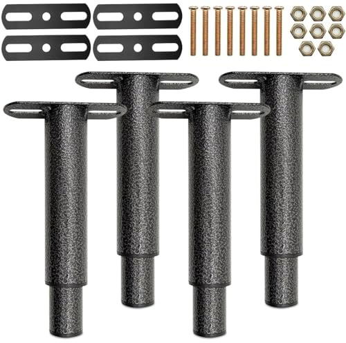 EUBSWA Lot de 4 pieds de lit réglables en hauteur de 25 à 42 cm - Pieds moyens robustes pour cadre de lit - Kit de renforcement pour sommier à lattes