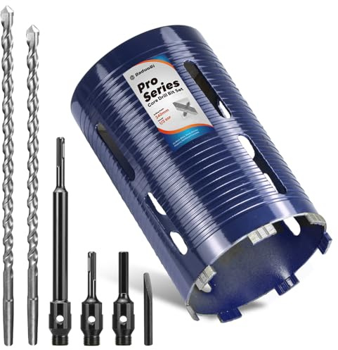DaduoRi Pro 152mm x 240mm Core Drill Bit Set, Includes 3 Adapters(240mm & Regular SDS Plus, Hex), 2 Extra Long Centre Bits(290mm/300mm) - For Deep Holes in Concrete, Brick Block, Stone, 1/2 BSP