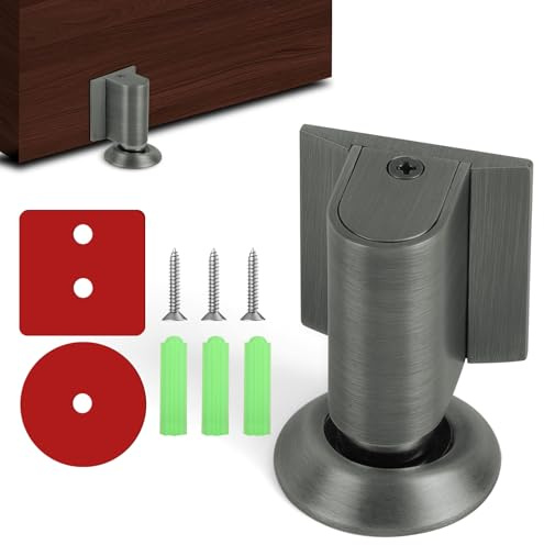 NUTKIT Magnetisch Türstopper Boden Kleben, 2026 Neu Magnet Türfeststeller | Wandschutz Magnet Schwer Bodentürstopper Ohne Bohren für Innen＆Außen, Unsichtbare Door Stopper für Zimmer Büros Tür-Gunmetal