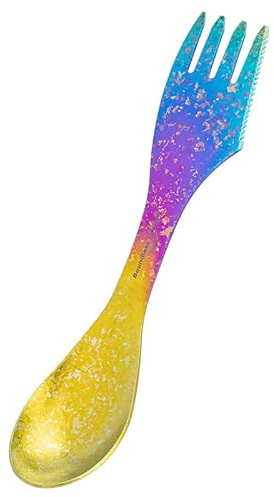 iBasingo Titan Glöffel Camping Besteck 3-in-1 Essbesteck, Farbe Ti1064T | Löffel Gabel Messer Multifunktions Spork, Outdoor Reiseutensil für Outdoor Picknick Reise Trekking
