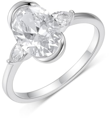 Ayoiow Eheringe für Frauen, 2.5ct Moissanit Oval Wedding Bands Rings, Platinum Pt950 Größe 52 (16.6)