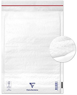 Clairefontaine 7346C - Packung mit 10 weißen gepolsterten Luftpolsterfolien, 220 x 330 mm, 90 g/m²