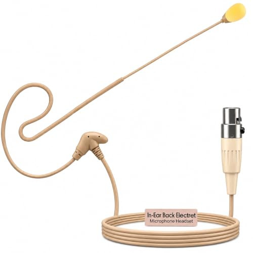 Pyle Cuffie Microfono Sovrauricolari Professionali con Microfono ad Archetto Color Carne, Omnidirezionale Cablato, Condensatore, Cavo Mini XLR 4 Poli per Mixer o Sistema Shure
