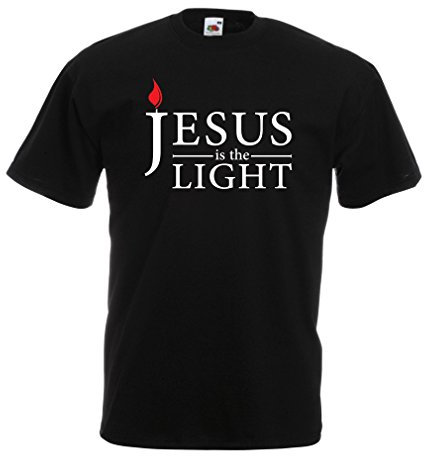 lepni.me Mens T-Shirt Jesus Christ is The Light, God's Love - Easter - Resurrection - Nativity- Religious Christian Gifts (XL Black Multi Color)