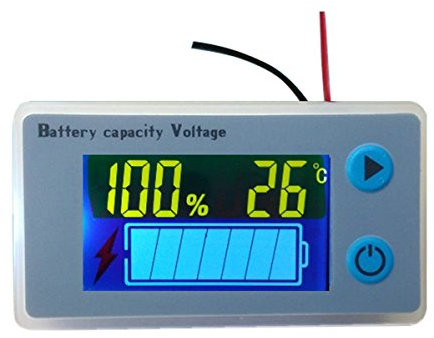 Multifunction LCD Battery Capacity Meter Voltmeter with Temperature Display Battery Fuel Gauge Indicator Voltage Monitor (12V)