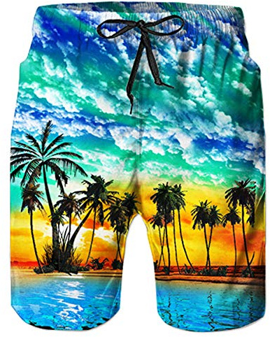 TUONROAD Short de Bain pour Homme Maillot de Bain Rayée avec Poche Séchage Rapide Short de Plage pour Vacance Piscine