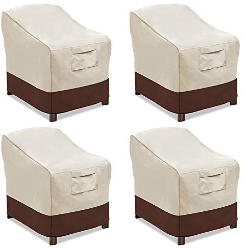 Vailge Sitzbezüge, Sitzbezug für Terrassenstuhl, strapazierfähig, wasserdicht, für den Außenbereich, 4 Stück, groß, Beige und Braun