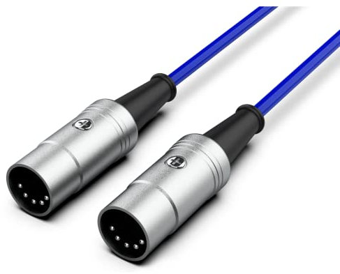 Audibax Pro Cable Midi Profesional - Señal Ultrapura y Precisa - Recubrimiento de PVC - Máximo Aislamiento - Longitud 3 Metros - Contactos de Conector Plateados - 5 Pines - Color Azul