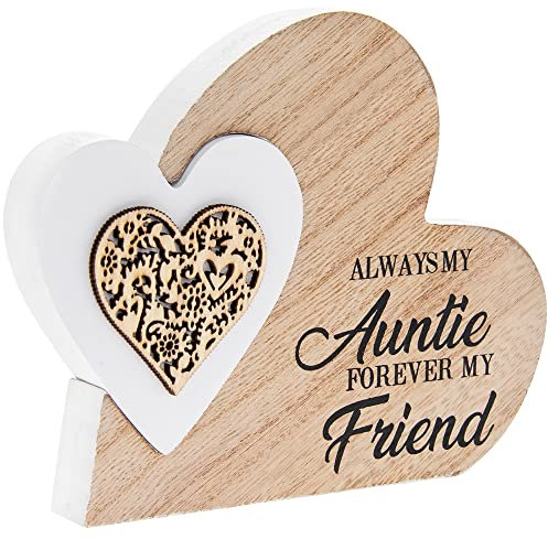 Plaque | Double Heart Always My Auntie | 1 Piece - 15x2x12 cm