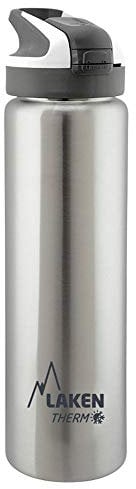 Laken Therm Summit Bouteille d'eau isotherme en acier inoxydable, Bouchon de Sport avec Paille, Grande Ouverture, Mixte Adulte, Argent, 750ml