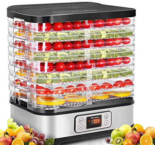 Homdox Food Dehydrator, 8 BPA-Free Trays Dehydrator for Food and Jerky with 72H Timer and Temperature Control, 400W Dehydrator for Fruit, Herbs, and Dog Treats, Fruit Roll Sheet Included