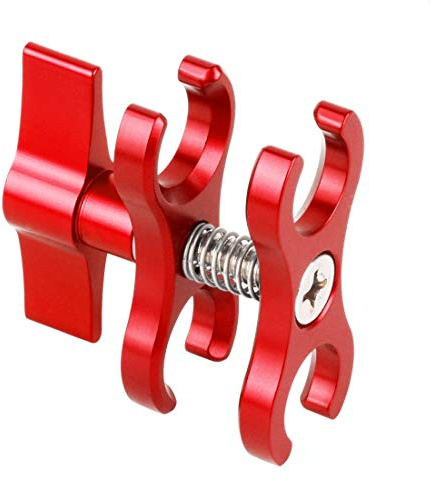PULUZ Doppel-Kugelklemme, Tauchkamera-Halterung, CNC-Aluminium, Taschenlampen-Klemme für Tauchen und Unterwasser-Fotografie-System (rot)