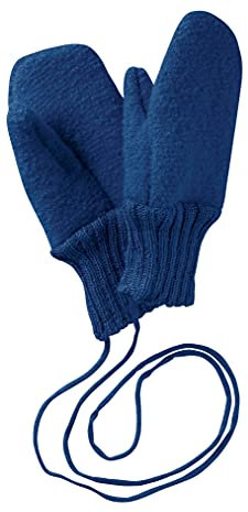 Disana WALK-HANDSCHUHE Baby & Kinder - 100% Bio-Merino, Wollwalk – wetterfest & super warm - unisex in 3 Größen - nachhaltig & fair – mit Strickkordel verbunden - made in Germany | Marine Gr. 3