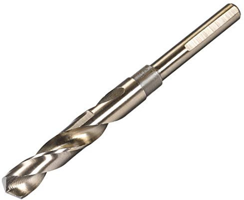sourcing map Reduced Shank Twist Drill Bits 14mm Black Nitride & Gold Titanium Coated High Speed Steel 6542 with 10mm Shank for Stainless Steel Alloy Metal Plastic Wood