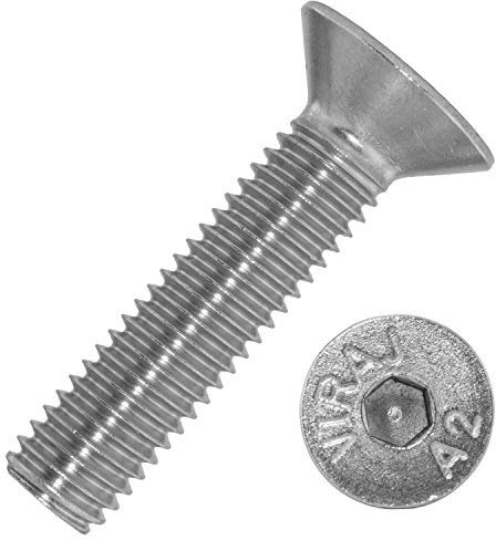 Senkkopfschrauben mit Innensechskant (ISK) M6x16/16 mm aus Edelstahl A2 (50 Stück) | DIN 7991 - Senkschrauben - Schrauben von MESAROS®