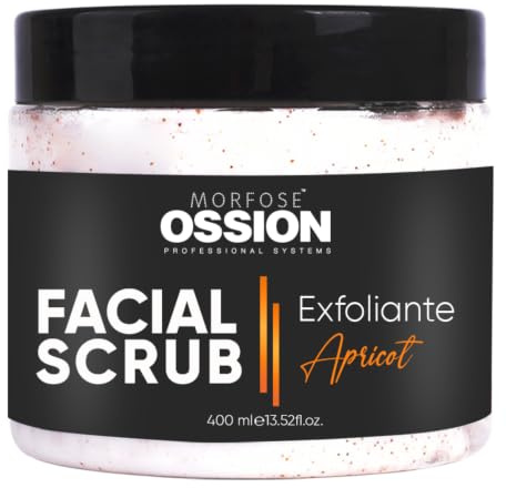 Morfose Ossion Premium Barber Line Apricot Facial Scrub 400ml - Gesichtspflegepeeling - Sanftes Peeling, Verfeinert das Hautbild, Feuchtigkeitsspendend - Für Alle Hauttypen