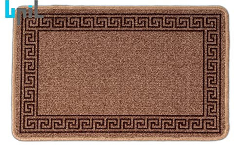 BPIL Non Slip Indoor Door Mats - Small & Large Washable Kitchen Floor Rugs (Cream_Black, 40 x 60)