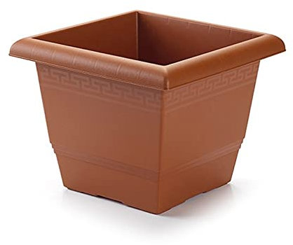 Acan Tradineur - Maceta de plástico Cuadrada 30 cm de diámetro sin Plato Color marrón