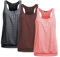 UNibelle Tank Top Damen Yoga Shirt Lauf Sporttop Unifarben Tanktop Ärmellos Racerback Fitness Yoga Oberteil Damen 3er Pack, 3er Pack_ Dunkelgrau/Weinrot/Rosa, XXL
