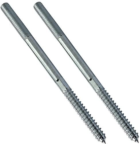 AERZETIX - C44767 - Satz von 2 Schraube mit doppelgewinde stockschrauben - stehbolzen für schraube - schraubstift - metall holz mit oder ohne dübel - Ø10x180mm - aus verzinktem stahl - farbe silber