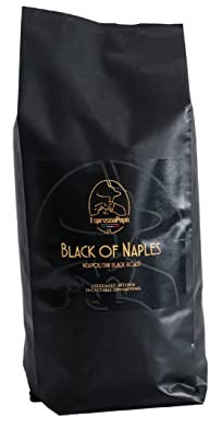 Espressopapà BLACK OF NAPLES Espresso Napoletano - extrem intensiver und cremig - sehr geringer Säuregehalt -100% Robusta ganze Bohnen 1Kg Kaffee-Röststufe, Einzelteile