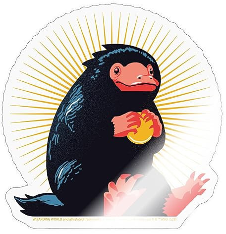 Spreadshirt Phantastische Tierwesen 3 Niffler Gold Sticker, max. 10x10 cm, 10 x 10 cm, Transparent glänzend