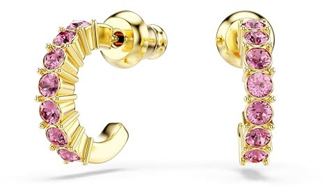 Swarovski Mini Hoop Kreolen, Rundschliff, Rosa, Goldlegierungsschicht