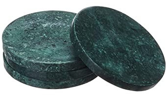 EHC Marble Coaster Set of 4, Coasters for Mugs Drink Coasters for Coffee Table, Solid Marble Green