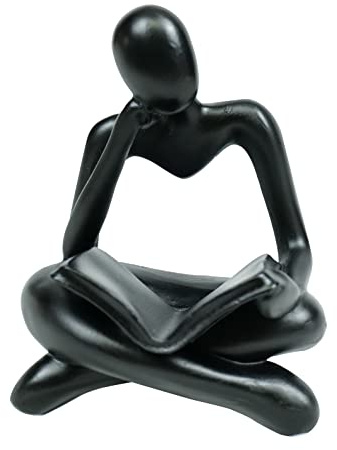 Thinker Statue Lesen Frauen Figur Abstrakte Kunst Skulptur Wohnkultur Moderne Schwarze Dekor Akzente Denker Statuen für Wohnzimmer Regale Bücherregal Büro Regal Desktop Dekor Figuren Dekoration