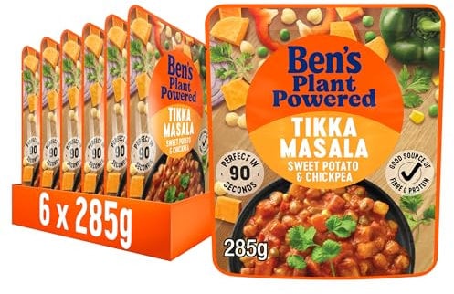 Ben’s Original Plant Powered Sweet Potato and Chickpea Tikka Masala Curry, Bulk Multipack 6 x 285 g pouches