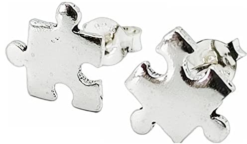 Sterling Silver Jigsaw Pieces Stud Earrings