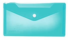 HERMA 20040 Dokumententasche DIN lang transparent hellblau, kleiner Sichttaschen Umschlag mit Druckknopf, Briefumschlag aus Plastik für Schule, Uni, Büro, Reise