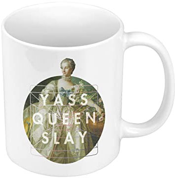 French Unicorn Ceramic Coffee Mug 325ml Yass Queen Slay Collage Vintage Illustration Art Humor Parody Meme Millennials Zoomer