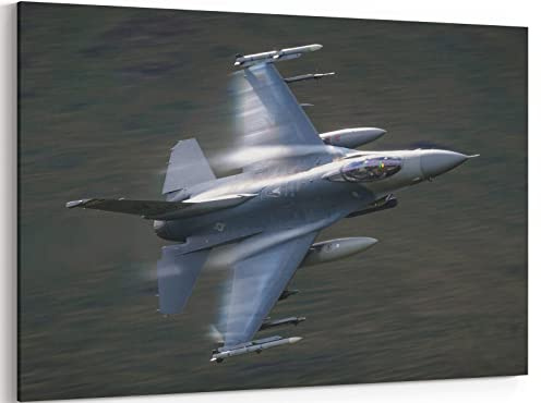 MGSBCXN F-16 Fighting Falcon Flugzeug auf Leinwand, Kunstdruck, F-16, Kampfjet, Poster, Luftfahrt, Wandkunst, Dekoration, US-Luftwaffe, Bild, Kunstwerk, Militärflugzeug, Dekoration für Männer, Jungen