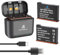 Homesuit 360 X3 Akku 1800mAh und USB LED Ladegerät Bausatz mit Speicherkartensteckplatz Kompatibel mit Insta360 X3 Kamera Bis zu 80min Zusätzliche Aufnahmezeit (2er-Pack)