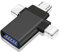 Adattatore OTG USB C, 3 in 1 Micro USB/IP/USB-C a USB 3.0 Femmina (1 Pezzi), Convertitore per chiavette multimediali, telefoni Android o tablet (Nero)