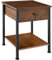 tectake Nachttisch mit Schublade und 2 Ablagen, 40 x 40 x 55,5 cm, Couchtisch im Industrie-Design, Beistelltisch mit 2 Ebenen aus Holz, schwarzes Metallgestell (Industrial Dunkelbraun)