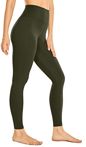 CRZ YOGA Damen Naked Feeling Leggings Sporthose High Waist Yogahose Sport Leggins Fitness Yoga Hose - 64cm Olivgrun 44