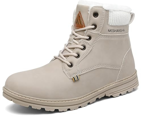 Mishansha Scarpe Donna Uomo Invernali Calde Foderate Calda Beige 36 EU
