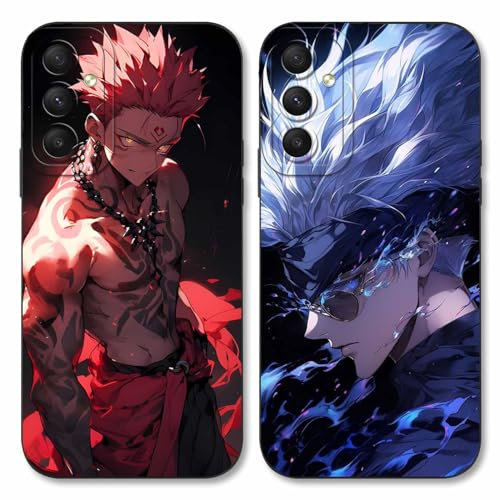 LYUBFDC 2 Stück Handyhülle für Samsung Galaxy A34 5G Hülle 6.5'', Anime Motiv Gojo Satoru Itadori Yuji Manga Muster Schutzhülle Jungs Case Schutz der Linse Design Cover Stoßfest, Schwarz1