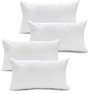 Generico 4 cuscini guanciali da letto CALEF in morbida fibra naturale 100% cotone lavabile in lavatrice 50X80 CM 100% percalle di cotone, filato 40/40.