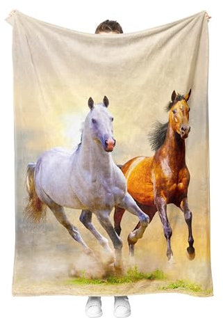 Pferd Kuscheldecke Flanell Decke Fleecedecke Flauschig Weich und Warme,3D Pferd Wohndecke Sofadecke Couchdecke Für Teens Erwachsene,Rustikale Landstil Für Bett Couch (Style 2, 150x200 cm)