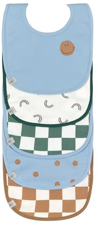 LÄSSIG Baby Kleinkind Lätzchen Set (5 St.) Klettverschluss Baumwolle wasserdicht/ Value Pack Bib Happy Rascals Smile