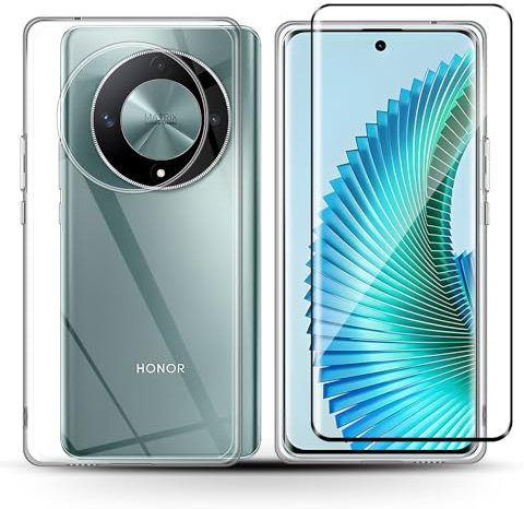 Holilo Coque + 1 Pièces Verre Trempé pour Honor Magic 6 Lite 5G, TPU Case Soyeux Housse Protective 9H Dureté HD Protection DéCran Etui Anti-Chocs Anti-Rayure Gel Case Étui Silicone Case Cover